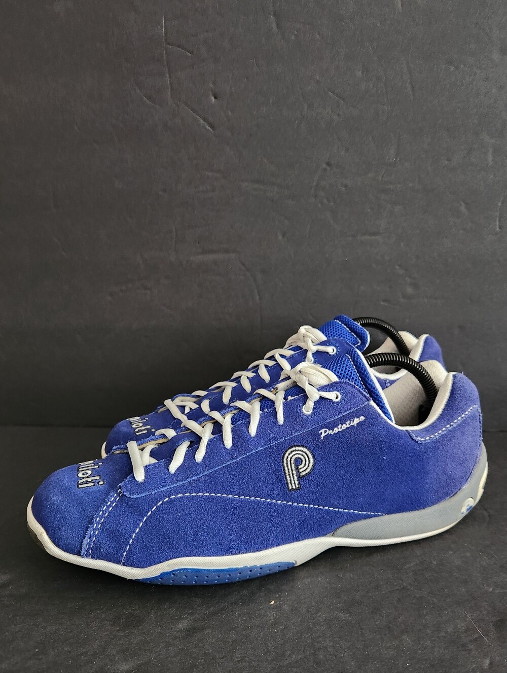 Piloti Driving Shoes Mens 10.5 Blue Suede Leather Prototipo Lace Up Sneakers